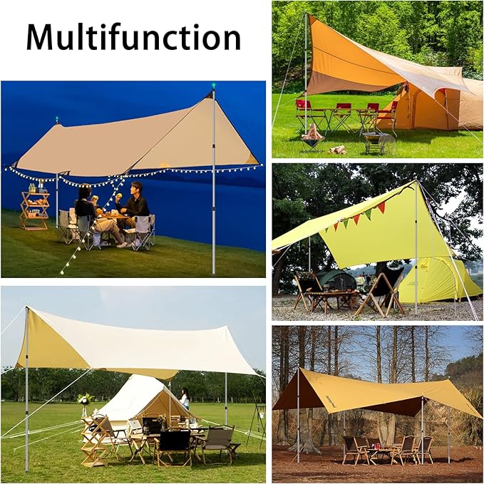 SANLIKE Telescoping Tarp Pole Heavy Duty Tent Poles, 33"-86.6"/94" Thickened Tube Collapsible Stainless Steel Canopy Poles for Camping Backpacking Hiking Awning Sun Sails Outdoor Sports, Set of 2