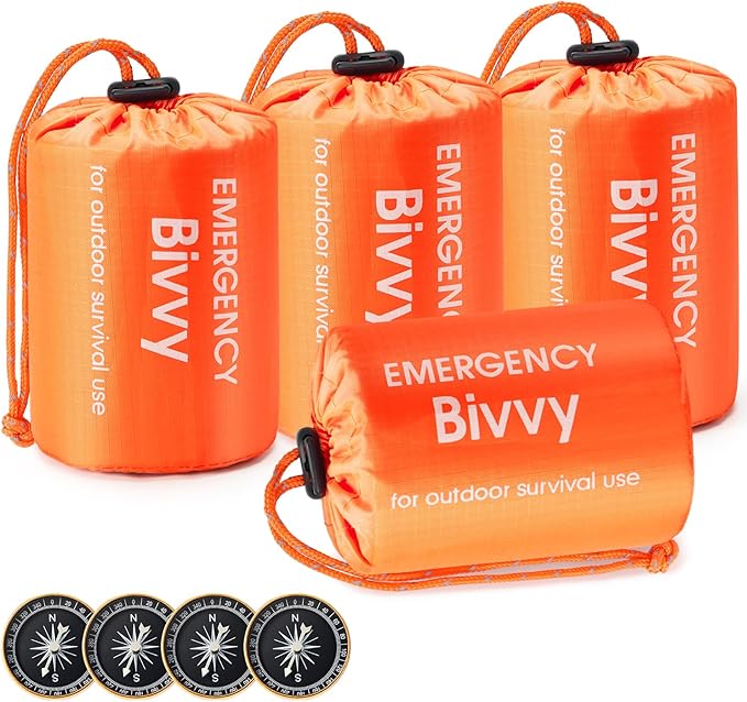 Esky Emergency Sleeping Bag, Portable Emergency Blanket Thermal Bivy Sack, Waterproof Lightweight Survival Gear with Compass for Camping Hiking Outdoor Adventure