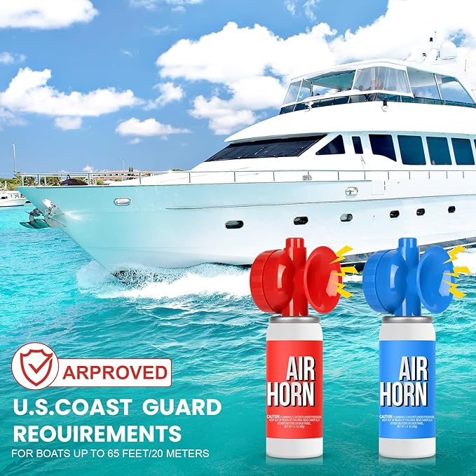 Marine Boat Air Horn 1.4oz, Loud Mini Handheld Air Horns for Safety, Mini Small Compressed Can Blow Fog Bear Horn, Emergency Use for Boating, Hiking, Camping, Sporting Events Outdoor Alarm (4PCS)