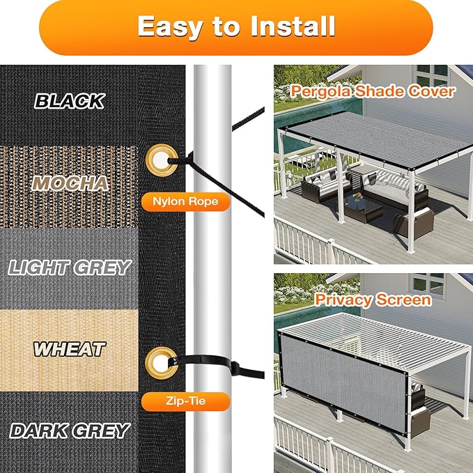 Artpuch Outdoor Pergola Shade Cover 21x22 FT Sun Shade Cloth with Grommets Light Grey 90% UV Protection Canopy Patio Privacy Screen (Customized Available)