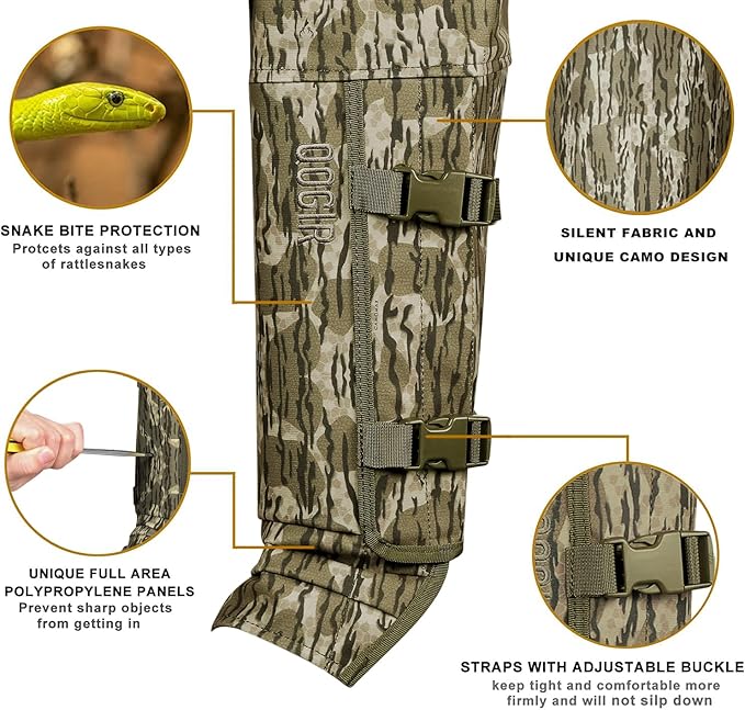 QOGIR Snake Guard Protection Chaps: Snake Bite Protection for Ankle to Thigh Snake Chaps, Waterproof Snake Gaiters