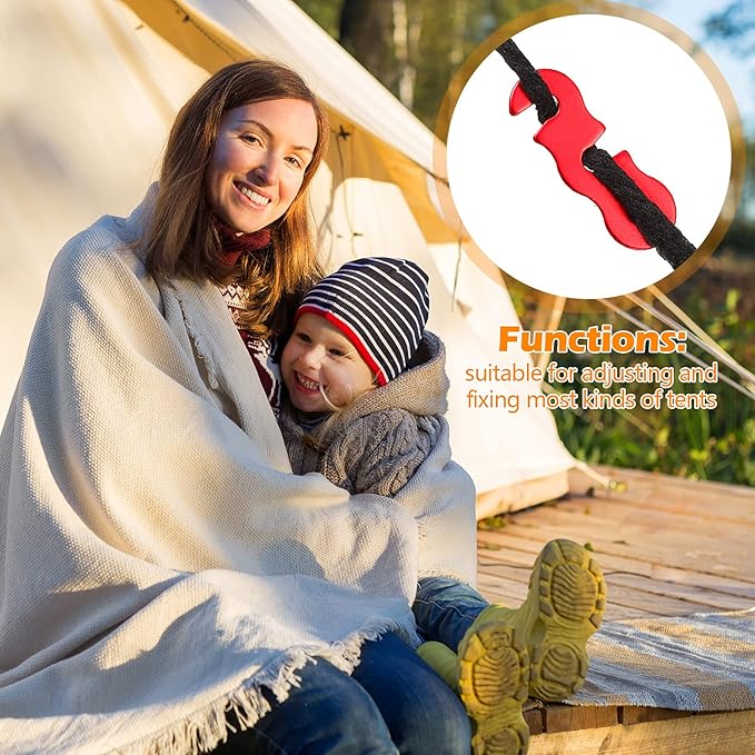 Sumind 30 Pieces Tensioner Aluminum Alloy Camping Tent Rope Adjuster Guyline Aluminum Cord Adjusters Tensioners Wind Rope Buckles for Camping Hiking Backpacking Outdoor Activity