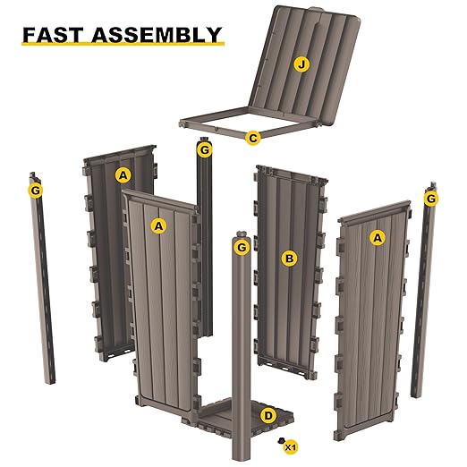 Vixzen 36 Gallon Kitchen Trash Can with Lid,Outdoor Waterproof Resin Waste Bin,Lightweight,Sturdy Garbage Bin for Patio,Kitchen,Backyard，Grey