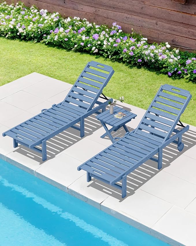 SERWALL Folding Adirondack Side Table, Portable Small Outdoor Table, Weather Resistant Outdoor End Table for Camping and Garden, Navy