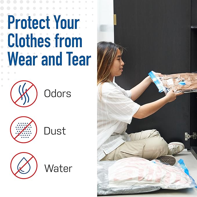 10 Pack Jumbo Vacuum Storage Bags for Comforters, Blankets & Clothes – Jumbo Vacuum Sealed Compression Bags with Hand Pump – Space Saver Storage Bags for Bedding, Moving, Travel & Organization