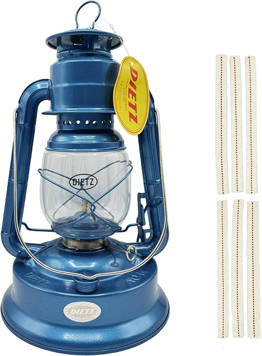Light of Mine - Dietz #01 Little Wizard Blue Oil Lantern with 5/8" Replacement Wick Strips (Blue)