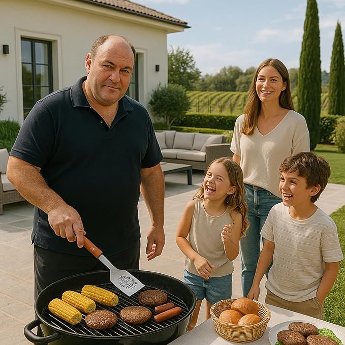 Firefighter Gifts for Men - Large BBQ Grilling Set, 4-Piece Heavy Duty Stainless Steel Tools with Bottle Opener - Fireman, Fire Department, First Responder Flag Gift
