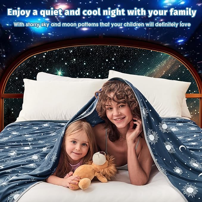 inhand Cooling Throw Blanket (50"x60") - Cooled Blankets for Hot Sleepers Lightweight Breathable Summer Blanket for Sleeping Night Sweats to Keep Cool in The Heat -Navy