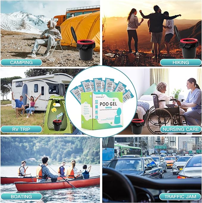 Portable Toilet Absorbent Gel, Portable Toilet Powder Poo Urine Powder for Camping Outdoor Hiking