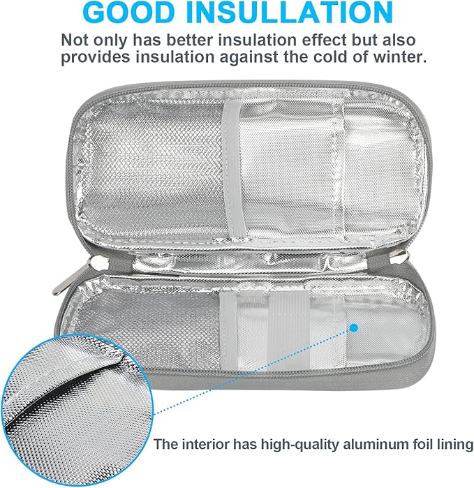 YOUSHARES Insulin Cooler Travel Case - Travel Ice Pack for Diabetic Organize Supplies Diabetes Bags Insulated Cooling Bag (Quicksand Blue)