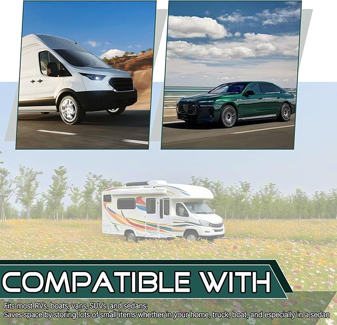 JINGKE 2 Pcs Small Cargo Net Pocket Elastic Mesh Netting Car Mesh Pouch with Screws and Hooks for Trunk RV Boats Home Cargo Storage (17.7'' x 9.8'')