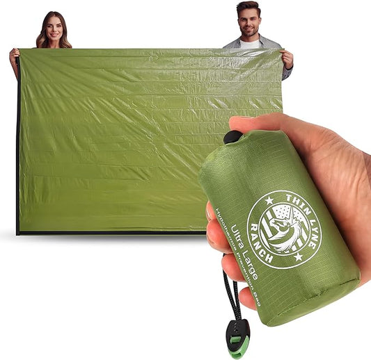 Ultra-Large Emergency Sleeping Bag for Survival - Hypothermia Prevention & Shelter - Multi-Person Bivvy Sack - Ideal Survival Gear, Emergency Bivy Camping Essentials
