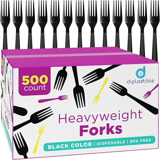 Plastic Forks Heavy Duty - Forks Plastic Disposable Utensils - Plastic Cutlery For Parties, Celebrations And Events Pack Of 500