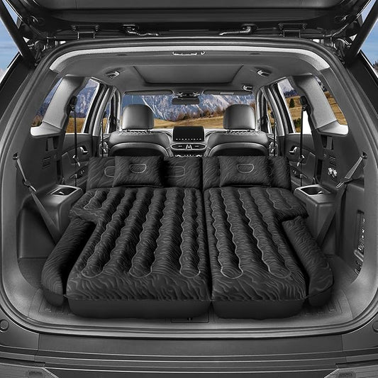 SUV Air Mattress Double-Sided Flocking Car Mattresses for Car Bed, Travel Camping Sleeping Bed with Air Pump 2 Pillows