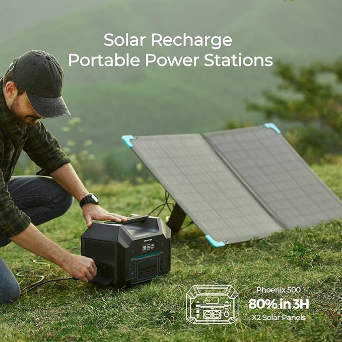 Renogy E Flex 120 Watt Foldable Solar Panel with Adjustable Kickstand and Integrated Carry Handles for Road Trip, Camping, RV, and Fishing