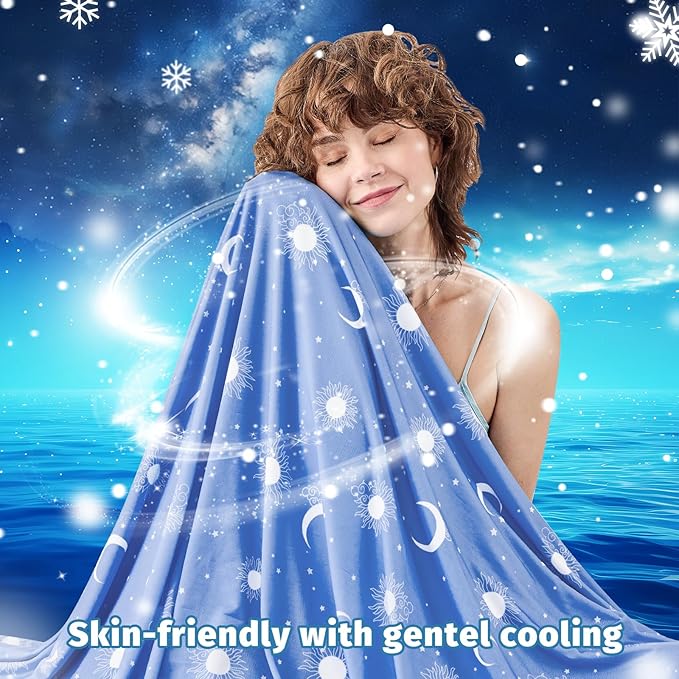 inhand Cooling Blanket Queen Size (90"x90") - Cooled Blankets for Hot Sleepers Lightweight Breathable Summer Blanket for Sleeping Night Sweats to Keep Cool in The Heat -Midnight Blue