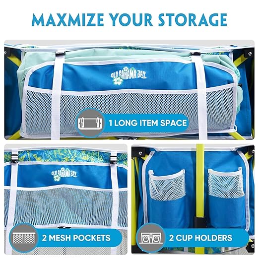 400L Collapsible Double Decker Beach Wagon with Cooler Bag, 450LBS Heavy Duty Folding Beach Cart with 54" Extra-Long Tailgate, All-Terrain Big Wheels with Brakes for Outdoor, Camping, Sports, Shopping