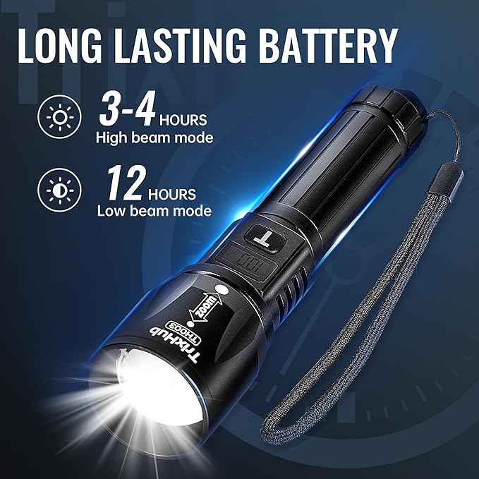 Rechargeable Flashlights 2 Pack, 9000LM Super Bright Flashlight High Lumens with LCD Digital Display, 5 Adjustable Mode Powerful Tactical Flashlight, Waterproof Flashlights for Home Camping Essentials