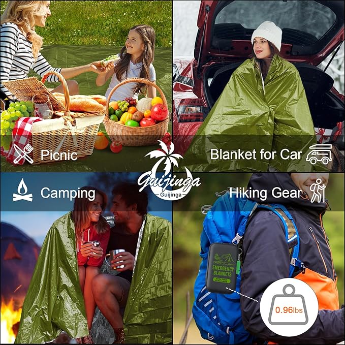 Emergency Blankets for Survival, 2-Pack/4-Pack Space Blankets, Gigantic & Extremely Thick Survival Blanket, Suitable for Outdoor Survival, Camping, and Hiking