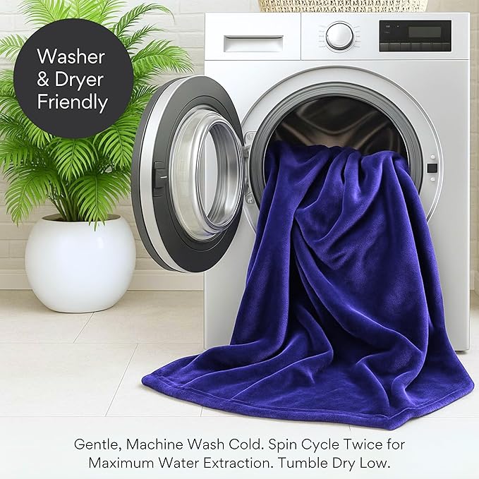 Waterproof Blanket King Size (Indigo, 82x82") Absorbent, Leakproof Fleece Protector for Bed, Couch - Water Proof and Stain Resistant, Plush Throw Blankets, Moisture Repellant Top Cover, Sherpa Throws