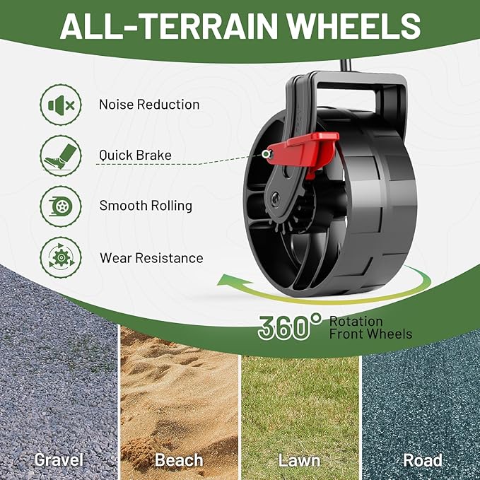 TIMBER RIDGE 400L Large Capacity Folding Double Decker Wagon with Brakes, 54" Extra Long Extender Wagon Cart, 450lbs Heavy Duty Collapsible Cart, All-Terrain Big Wheels for Camping, Sports, Shopping