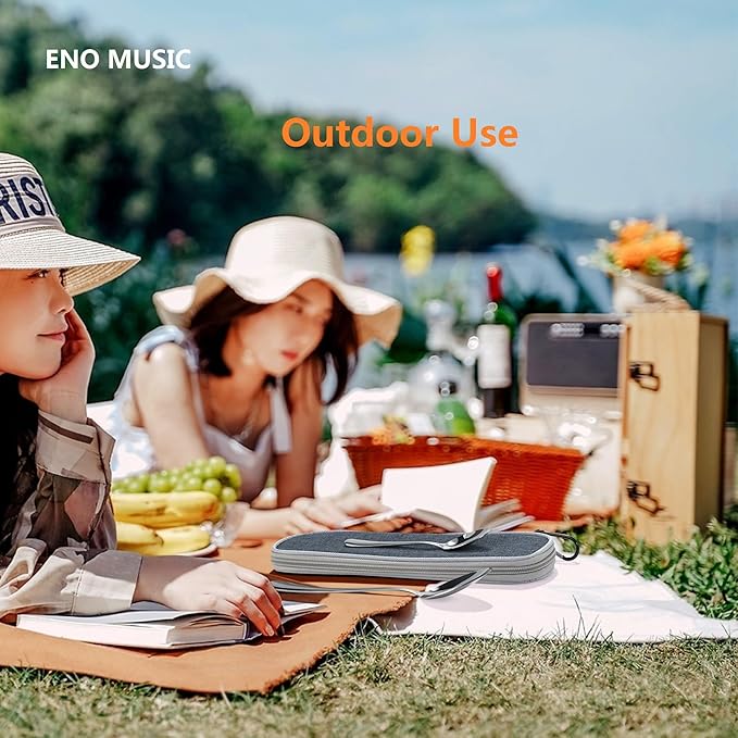 Portable Easy-taking Stainless Steel Spoons and Forks Set for Home Office or Ourtdoor Camping or Picnic Use with a Little Carry Bag