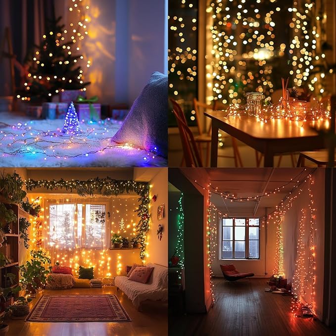 TW Shine Color Changing Fairy Lights, 100 LED 32.8 FT USB RGB Copper Wire Christmas String Lights with Remote & Timer for Indoor Outdoor Xmas Tree Party Wedding Christmas Decorations