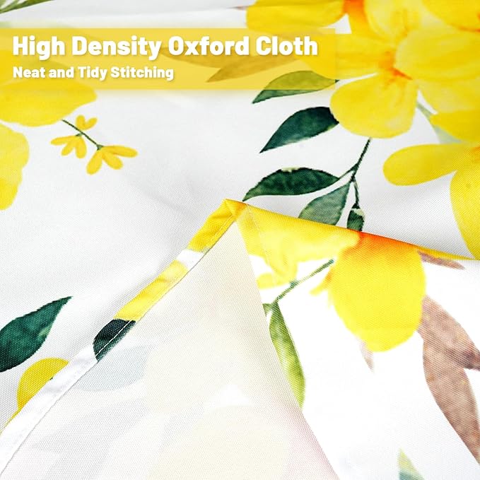 SquarePie Round Outdoor Talecloth, 60'' Waterproof Spill Proof Patio Table Cloth Cover with Umbrella Hole and Zipper for Spring Summer Party Picnic,Yellow Flower