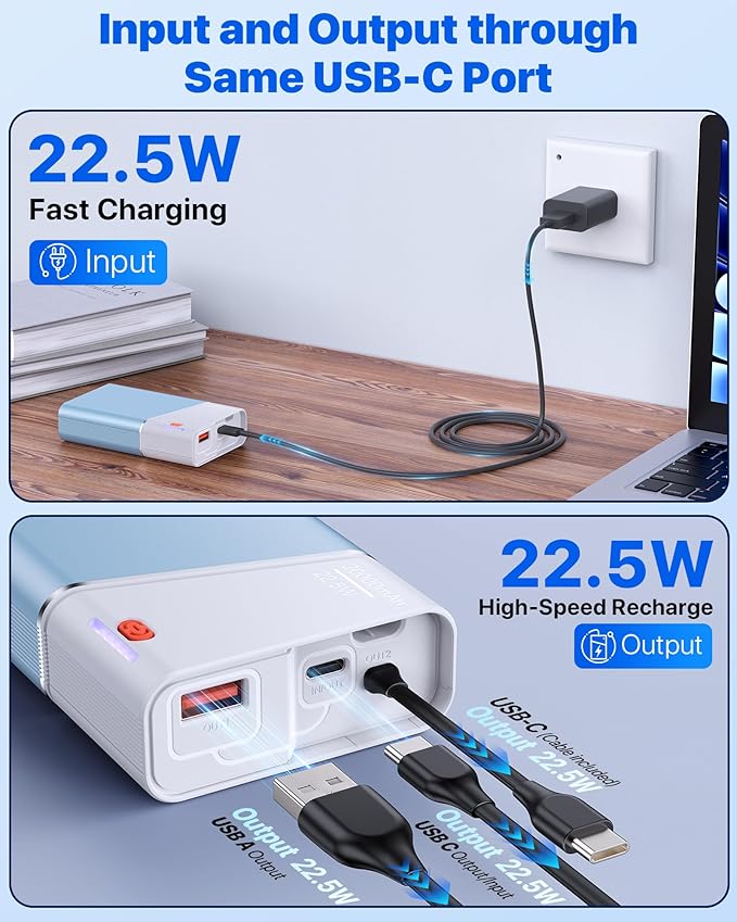 Kesguar Portable Charger 20000mAh, 22.5W PD 3.0+QC 4.0 Fast Charging, Cooler & Unbreakable Aerospace Metal Case for iPhone 16 15 14, Android, iPad, Samsung Google Tablet & More (Travel Essential)