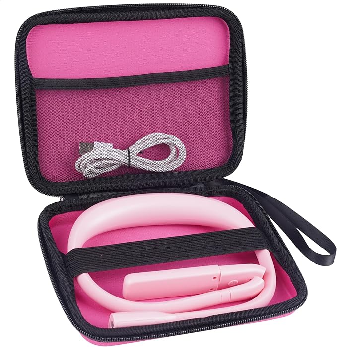 Pink Neck Light with Storage Case, 10-80Hrs Eye-friendly Book Reading Lamp, Knitting Crochet Sewing Craft Light Rechargeable Adjustable, Christmas Birthday Gifts for Book Lovers Knitters Crafters
