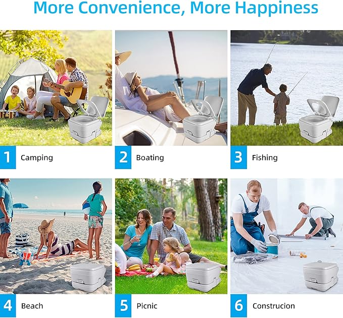 YITAHOME 2.6 Gallon Portable Toilet for Camping, RV Travel Porta Potty with Press Flush Pump, Anti-leak Seal Ring for Truck Travel, Boating, Hiking, Trips