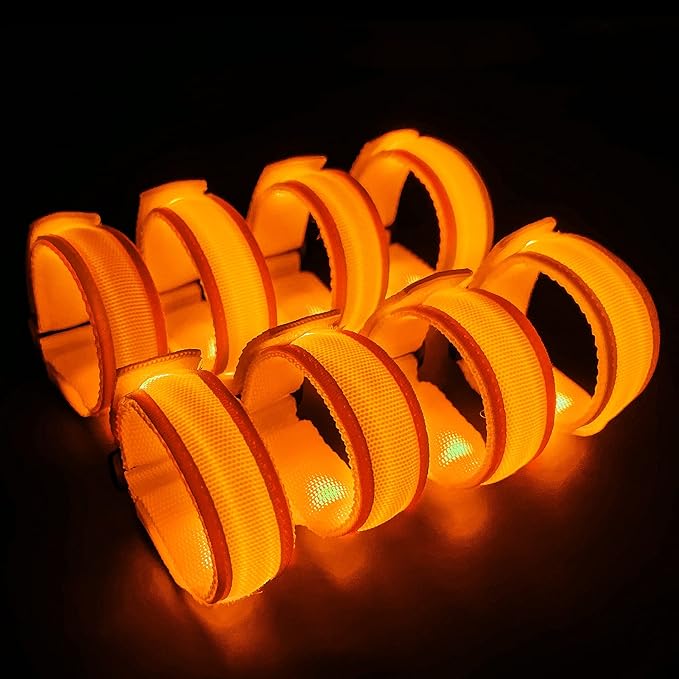 8 PCS LED Glow Bracelets, Light Up Wristbands - Halloween Glow in The Dark Party Bracelets Favors Supplies for Christmas, Concerts, Festivals, Game Prizes, Sports, Rave Accessories（Orange）