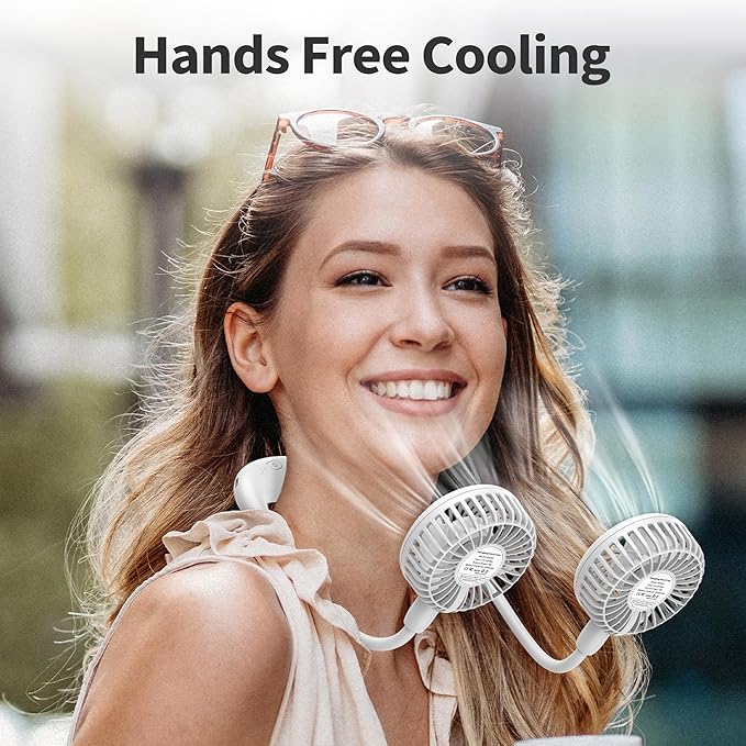 PANERGY Portable Neck Fan Rechargeable Hand Free Personal Fan Mini Wearable Battery Operated USB Fan for Men Women Kids Sport Work Travel