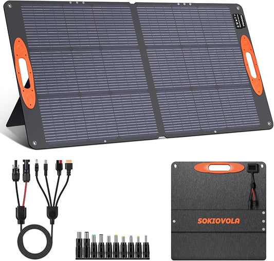 N-Type 16BB 110W Portable Solar Panel for EF/Jackery/Bluetti/Anker Power Station, 25% High Efficiency ETFE Foldable Solar Panel Charger IP68 Waterproof for Outdoor Camping RV