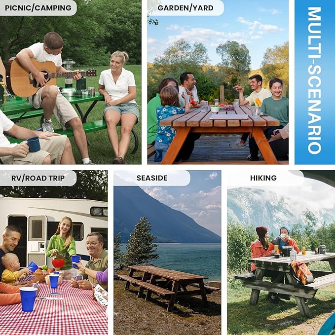 Picnic Table Cover with Bench Covers 6 Feet Water Proof Camping Table Clothes with Elastic Edges Rv Patio Equipment for Outside Campers Car Travel Gadgets Funny Gift for Who Have Everything