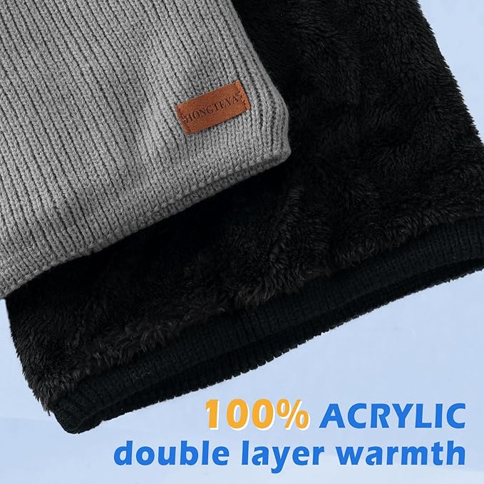 HONGTEYA Neck Gaiters for Men, Winter Neck Warmer Face for Men & Women,Thick Windproof Warm Lined Ski Mask