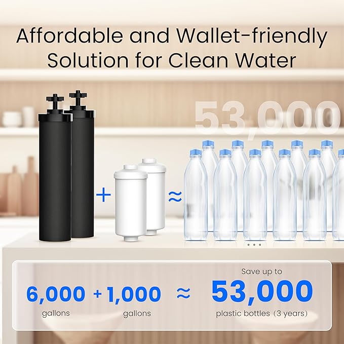 Waterdrop 1.5 Gallons Gravity-fed Water Filter System, NSF/ANSI 42&372 Standard, Stainless-Steel Travel System with 4 Filters, Metal Spigot and Stand, Reduces Up to 99% Chlorine-King Tank Series