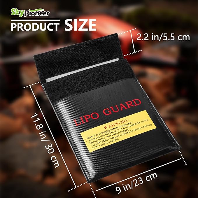 RC Lipo Safe Bag,Fire Retardant Lipo Battery Bag,9''x11.8''Black,Fireproof Explosion-proof Sack for Charging and Storage