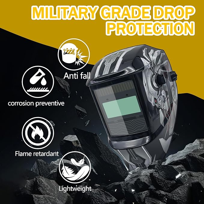 Auto Darkening Welding Helmet with Large Viewing Screen, Solar Powered, Adjustable Shade Range 9-13, Lightweight Welding Mask for TIG MIG ARC Plasma Cutting