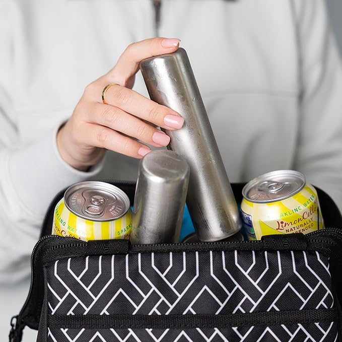 Outset Stainless Steel Cylinder Ice Packs, Set of 2 Reusable Travel Coolers, 6.3" x 1.6”