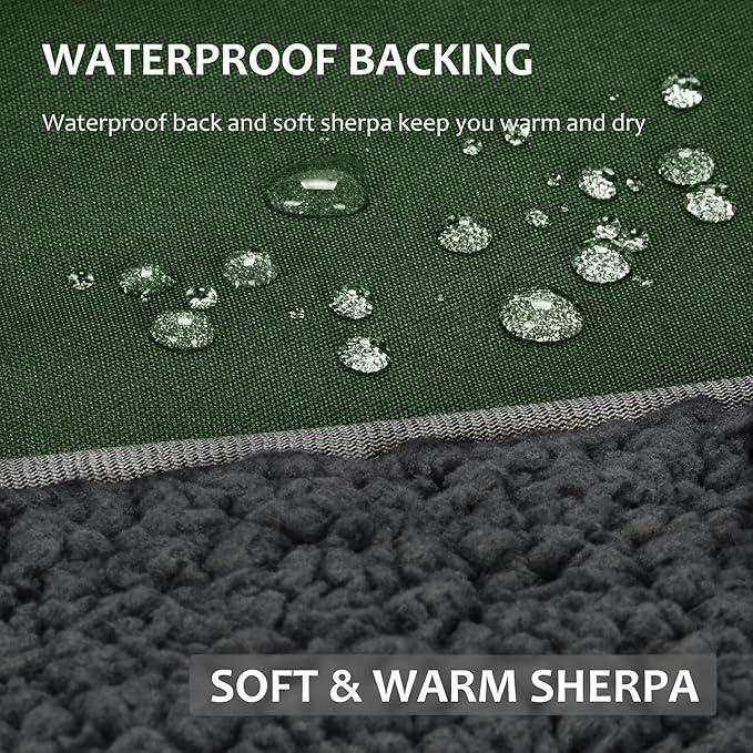Tirrinia Large Waterproof Outdoor Blanket, Soft Warm Windproof Stadium Blanket with Sherpa Fleece and Foldable for Outdoor Sport, Baseball, Football, Beach, Concerts, Car