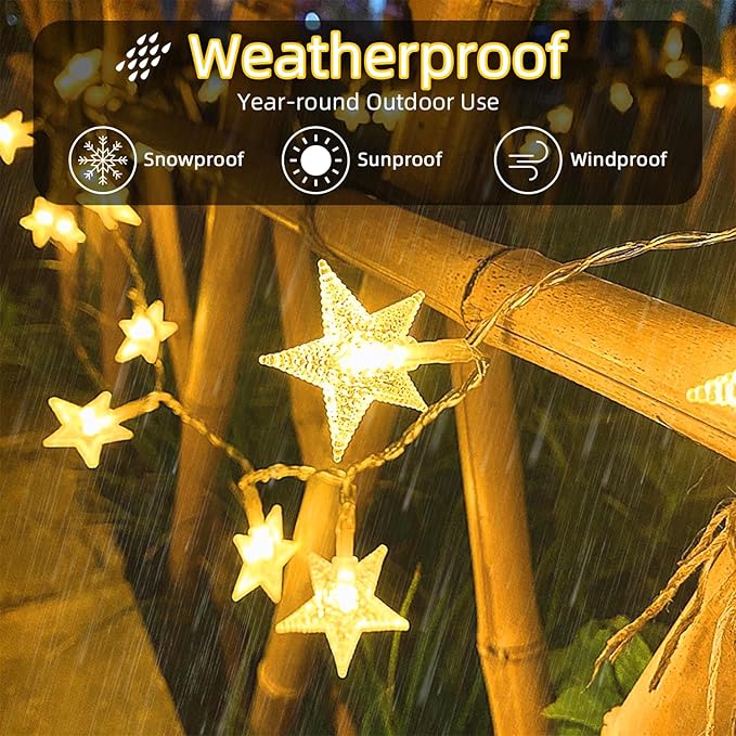 Star String Lights 120 LED 40FT, 8 Modes Plug in Star Fairy Lights with Timer & Memory, Indoor Outdoor Star Christmas Lights for Birthday Party Bedroom Wedding Home Classroom Decor Macaron Colors