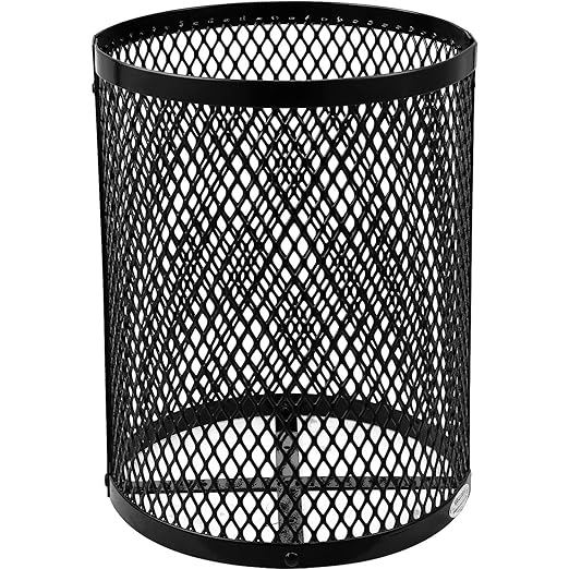 Global Industrial Outdoor Diamond Steel Trash Can with Rain Bonnet Lid and Plastic Liner, 36 Gallon Capacity, Black, Thermoplastic Coating, 23-1/2" Diameter, 40-1/2"H