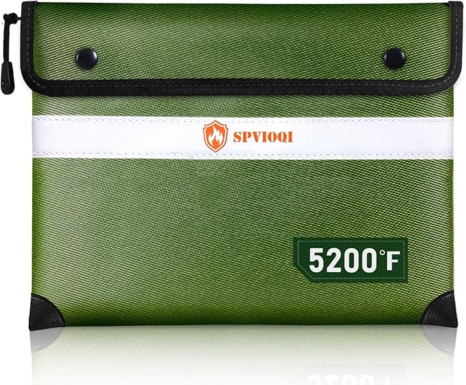 Upgraded Fireproof Document Bag 5200°F -Heat Insulated, Water Fire Proof Bag with Zipper, 8 Layers of Functional Materials, 14.2 X 11” Fire Proof Money Bag for Cash, Important Documents and Valuables