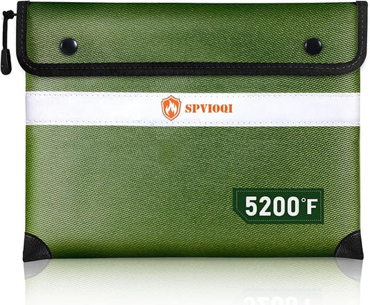Upgraded Fireproof Document Bag 5200°F -Heat Insulated, Water Fire Proof Bag with Zipper, 8 Layers of Functional Materials, 14.2 X 11” Fire Proof Money Bag for Cash, Important Documents and Valuables