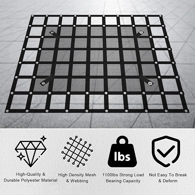 Heavy Duty Truck Bed Cargo Net - 2 Size Options with J Hooks & Reinforced Mesh, Universal Pickup Truck Organizer Secure Transport