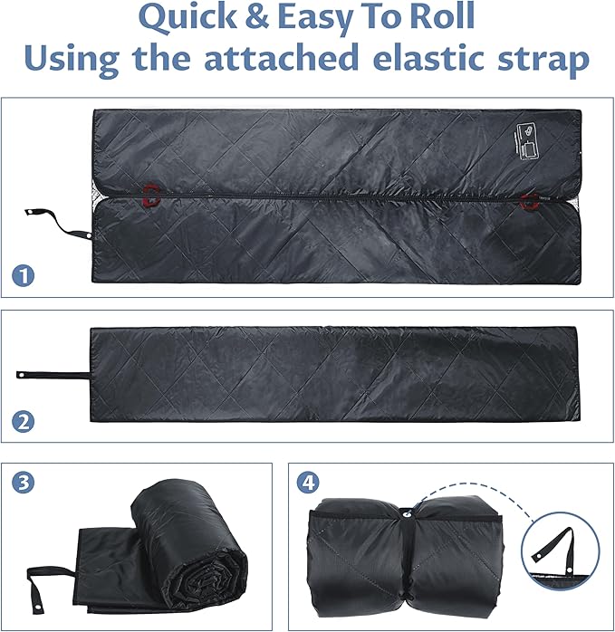 Tirrinia Waterproof Outdoor Blanket with Sherpa Lining, Windproof Triple Layers Warm Comfy Foldable for Camping Stadium, Beach, Picnic, Grass, Concerts, Car, Dog, 51''X 59'' & 59''X 80''