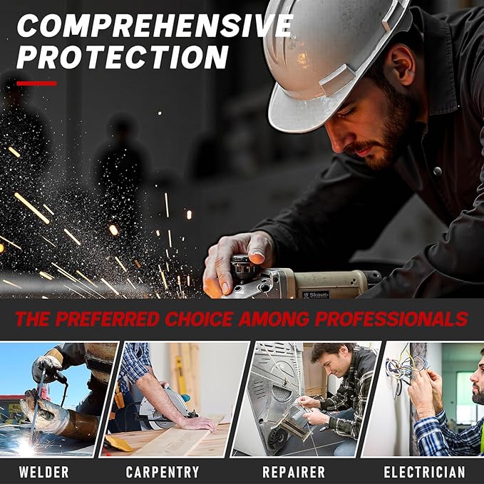 LeaSeek Welding Jacket Leather Sleeves | Flame Resistant (FR) Cotton Weld Coat | Welder Jacket for Men Women | Black, S-4XL