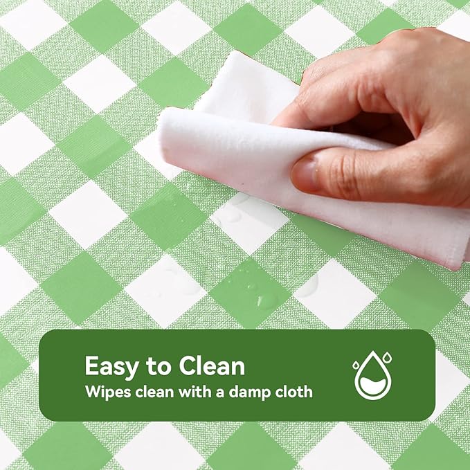Romanstile Rectangle Vinyl PVC Tablecloth, 100% Waterproof Buffalo Plaid Plastic Table Cloth, Oil Proof Heavy Duty Wipeable Table Covers for Dining/Camping/Picnic/Outdoor - 54 x 78, Light Green