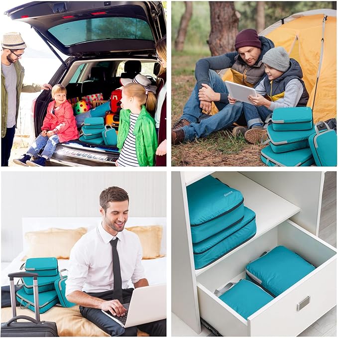 Gonex Compression Packing Cubes, 3pcs/4pcs Expandable Storage Travel Luggage Bags Organizers